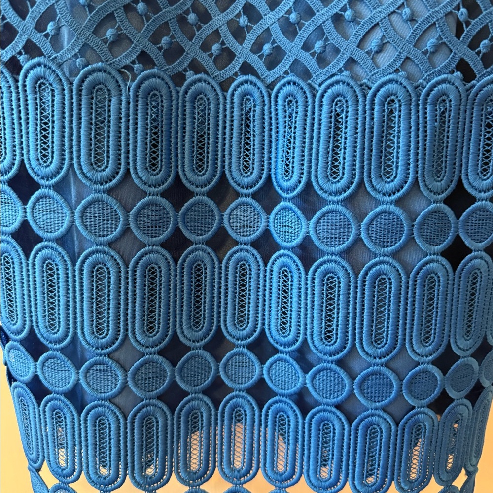 Laundry By Shelli Segal Bright Blue Crochet Tank Dress - Picture 3 of 7